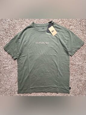 Quiksilver Men's Olive Green Crew Neck Logo Tee